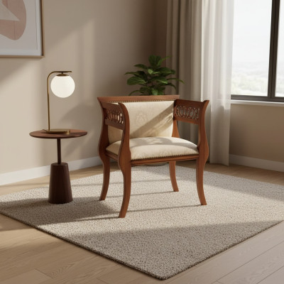 Sedia classica da designer per sala da pranzo, sedia in legno di lusso, sedia con schienale in legno.