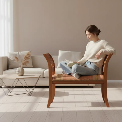 Panchina Imbottita in Stoff Stile Sedia Classico Mobili da Soggiorno di Design