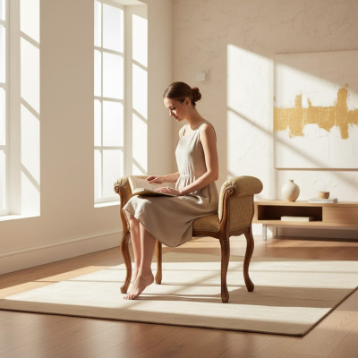 Arredamento bancario Panchina beige Sitzbank Designer Sitzmöbel Polsterbank Bänke