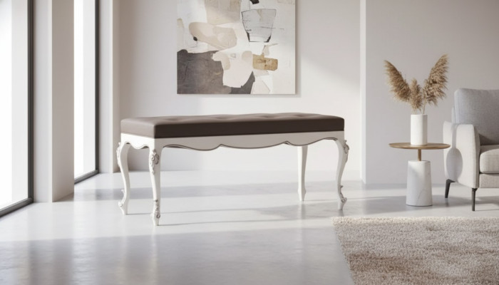 Banco con seduta design, sgabello, mobili seduta salotto, imbottiti tessuto stoffa bancarella