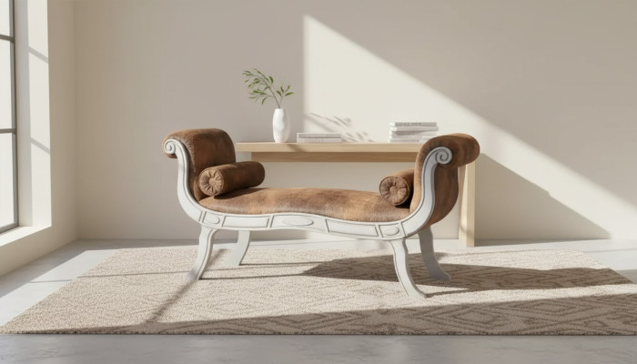 Banca classica poggiapiedi Sgabello da designer Mobili da seduta Panca imbottita Banca Marrone