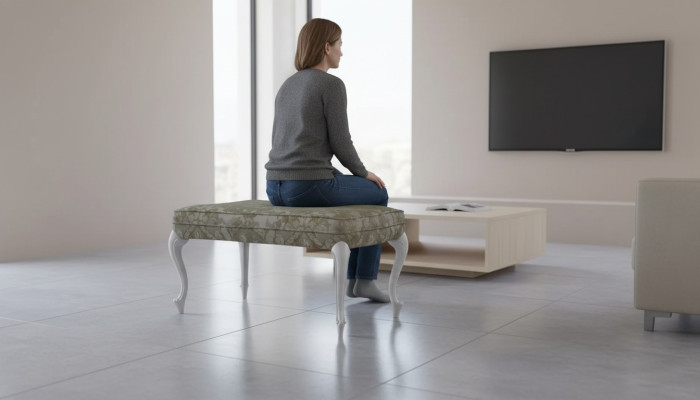 Design sgabello banco Pouf di lusso Mobili sgabello imbottito Sgabello da seduta Grigio Nuovo