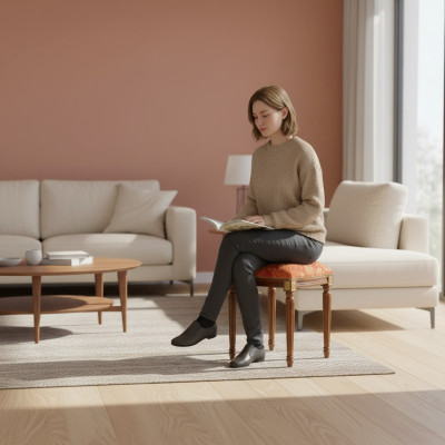 Pouf Poltrona Design Imbottito Poggiapiedi Tessuto Classico Nuovo Pouf