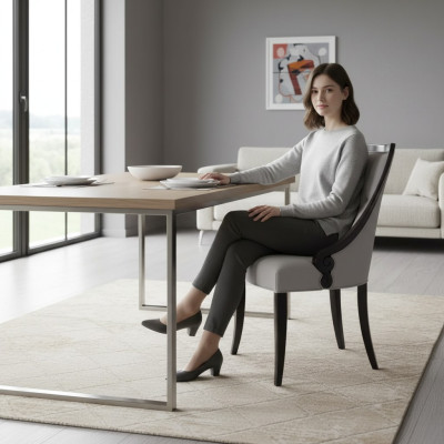 Sedia mobili di lusso Salotto Sala da pranzo Mobili in legno Grigio Sedia di rilievo Nuova