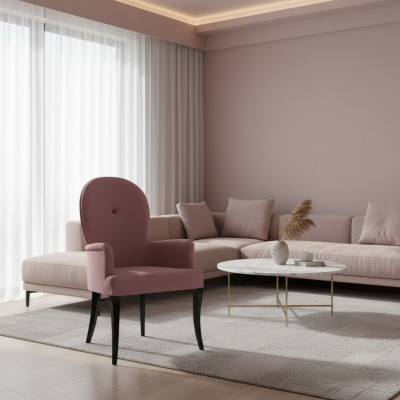 Sedia con braccioli Poltrona Imbottita Legno massiccio Tessuto Legno Poltrona Nuova