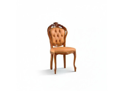 Sedia di lusso marrone da sala da pranzo, design in legno senza braccioli