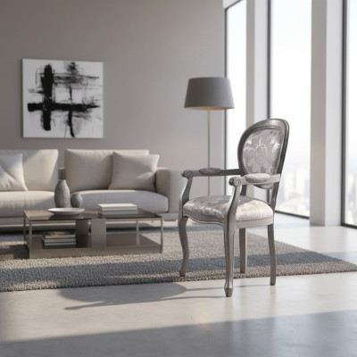 Sedia da sala da pranzo Sedie sala da pranzo di lusso Posti a sedere in legno tessuto argento Sedia da pranzo Sedie da sala da pranzo di lusso Posti a sedere in legno tessuto argento