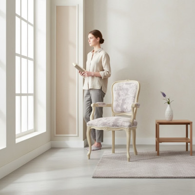 Sedia imbottita con braccioli, sedia di lusso per soggiorno o sala da pranzo