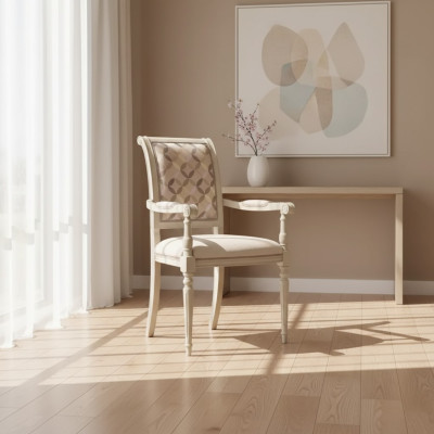 Sala da pranzo Sedie in legno Imbottite con braccioli Beige Design della sedia Poltrona