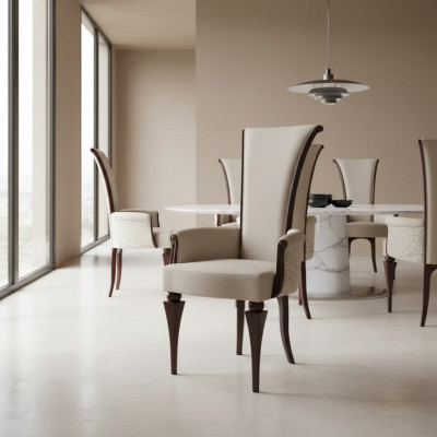 Sala da pranzo Mobili Legno Sedia Mobili Poltrona in legno Imbottita Classica Nuova