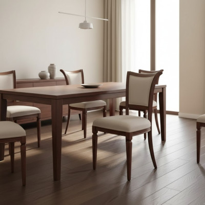 Sedia da pranzo poltrona con seduta in legno classico di lusso grigia.