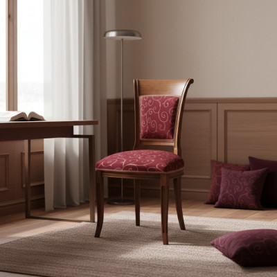 Sedia da pranzo di lusso, sedia con seduta, sedie da pranzo in legno moderne rosse.