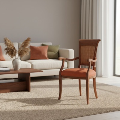 Tessuto di lusso Mobili Sedia da pranzo Sedia con braccioli Design da sala da pranzo