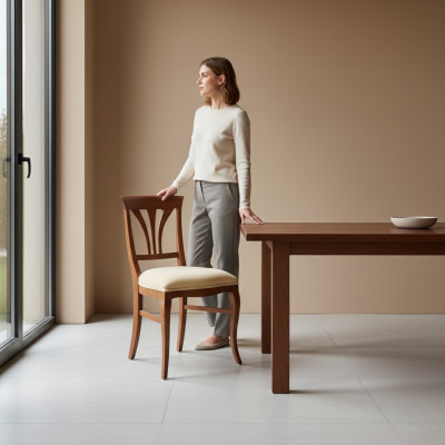 Sedia Marrone Sala da Pranzo Stile Classico Sedie Imbottite Design di Lusso Nuovo