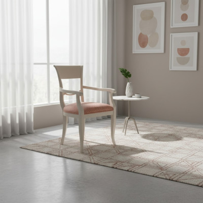 Sedia con braccioli Design in marrone Salotto Imbottita Sala da pranzo Legno Nuova