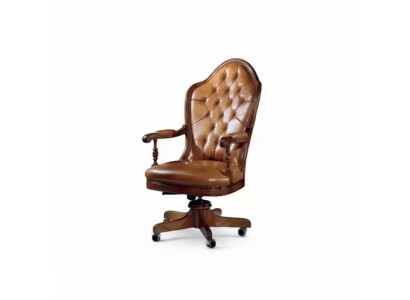 Sedia da ufficio in legno poltrona da boss Chesterfield mobili italiani marrone girevole nuovo