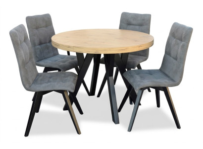 Tavolo da pranzo rotondo completo con 4 sedie, set da pranzo in legno 5 pezzi.