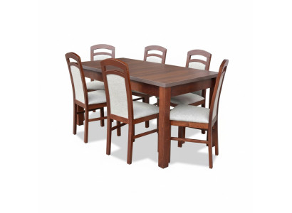Designer Set da pranzo in legno Ess Esszimmer Tisch 6x Sedie Set imbottito 7 pezzi