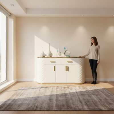 Comò design in legno armadio di lusso credenza bassa credenza bianca nuova.
