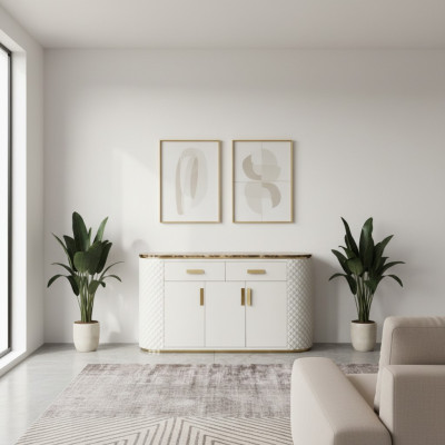 Comò design in legno armadio di lusso credenza bassa credenza bianca nuova.