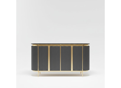 Vetrina buffet di lusso in legno del designer, grigio, mobiletto.