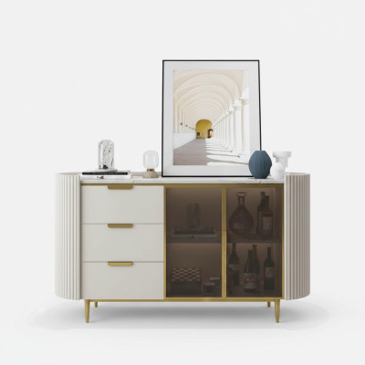 Mobile da designer credenza armadio scaffale in acciaio inox di lusso per il soggiorno.