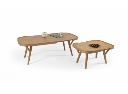 Set soggiorno 2 pezzi 2x tavolini da caffè mobili di design moderni totalmente in legno