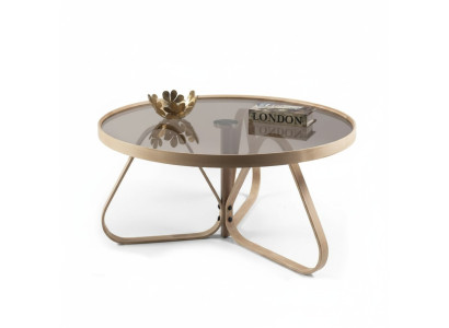 Tavolino da salotto di design tavolo in vetro di lusso rotondo in legno per il salotto.