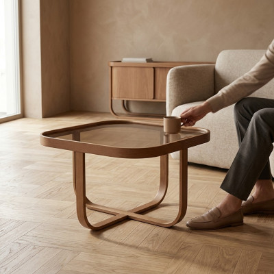Tavolino moderno in legno di design per soggiorno del designer.