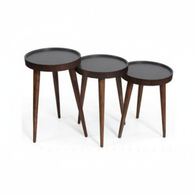 Marrone legno 3x tavolini da salotto completo tavolino di lusso.