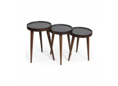 Marrone legno 3x tavolini da salotto completo tavolino di lusso.