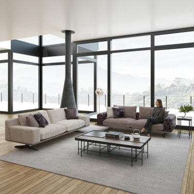 Set soggiorno modern 2 pezzi 2x divano tre posti poltrona mobili imbottiti di lusso.