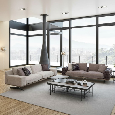 Set soggiorno modern 2 pezzi 2x divano tre posti poltrona mobili imbottiti di lusso.