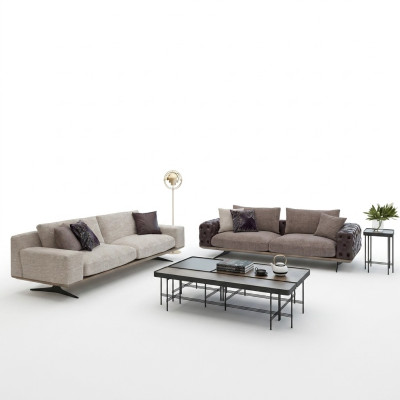 Set soggiorno modern 2 pezzi 2x divano tre posti poltrona mobili imbottiti di lusso.