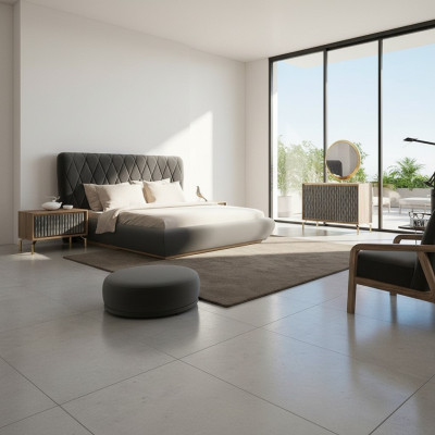 Design camera da letto completa con letto in legno 2 comodini cassettiera con specchio