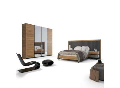 Set da camera da letto 3 pezzi Letto matrimoniale Moderno 2 comodini Design in legno Completo