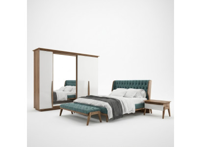 Camera da letto completa Letto 2 comodini Moderno Armadio da abiti Panca Nuovo