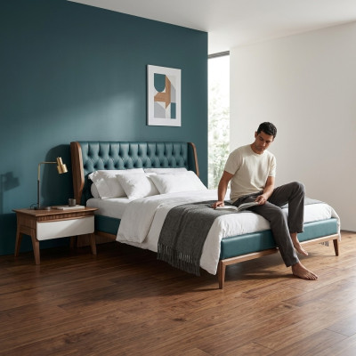 Set da camera da letto 3 pezzi Letto matrimoniale di lusso 2 comodini Moderni Mobili