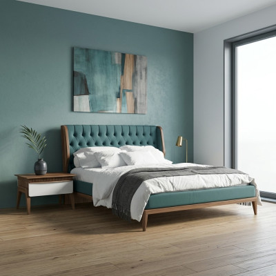 Set da camera da letto 3 pezzi Letto matrimoniale di lusso 2 comodini Moderni Mobili