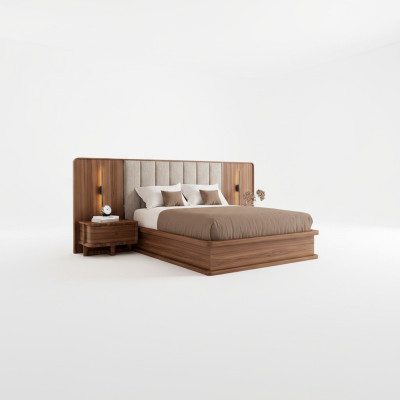 Set da camera da letto di lusso completo con letto matrimoniale e 2 comodini moderni nuovi.