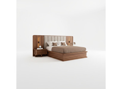 Set da camera da letto di lusso completo con letto matrimoniale e 2 comodini moderni nuovi.