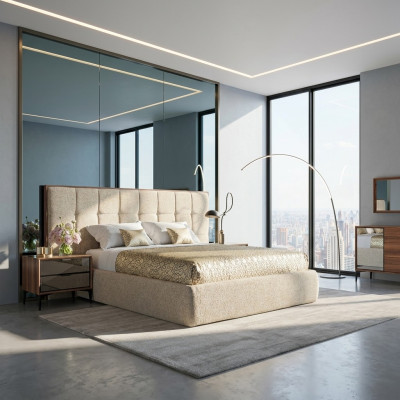 Mobili di lusso camera da letto moderni Set 5 pezzi Letti matrimoniali 2x Comodini Nuovi