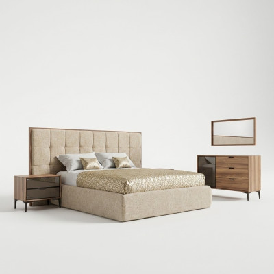 Mobili di lusso camera da letto moderni Set 5 pezzi Letti matrimoniali 2x Comodini Nuovi