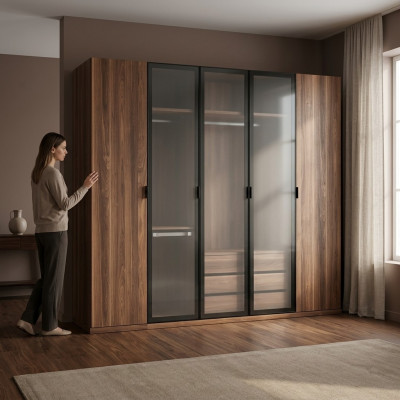 Legno Marrone Armadio Camera da Letto Design Moderno Mobile Armadio  Legno Marrone Armadio Camera da Letto Design Moderno Mobile Armadio
