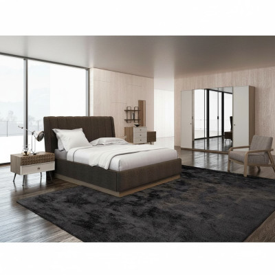 Camera da letto di lusso con letto matrimoniale, 2 comodini in legno, 6 pezzi completi in stile moderno.