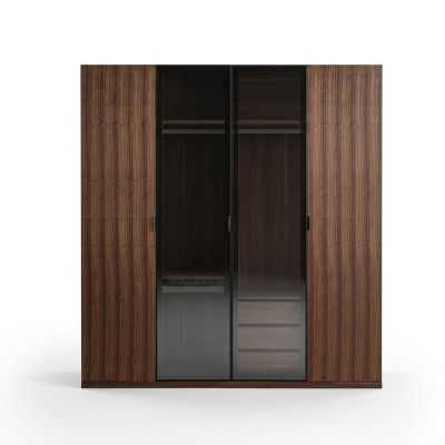 Armadio moderno con design per la camera da letto, armadio in legno di lusso con ante in vetro.