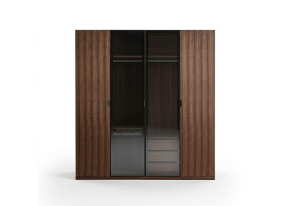 Armadio moderno con design per la camera da letto, armadio in legno di lusso con ante in vetro.