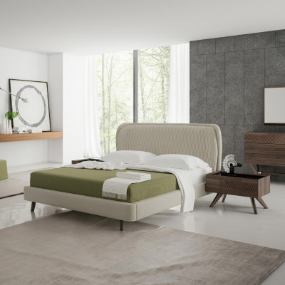 Set da camera da letto 5 pezzi Lucido Letto matrimoniale di lusso 2 comodini di lusso Comò con specchio
