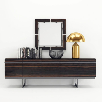 Mobile portaoggetti per sala da pranzo di lusso con specchio, completo di design moderno.