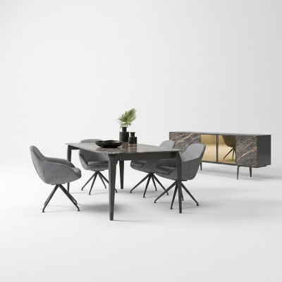 Sala da pranzo di lusso completa, tavolo da pranzo 4 sedie Arredamento con credenza e specchio.